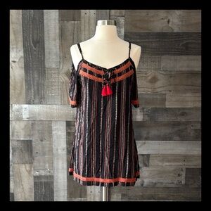 Black boho tunic top small cold shoulder fairycore dark feminine whimsigoth